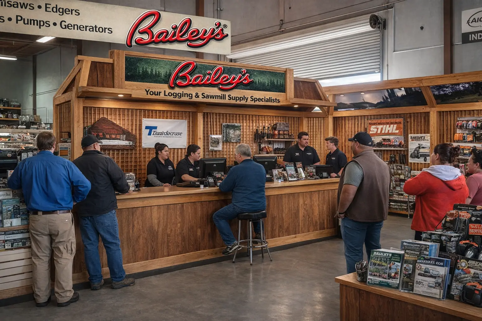 Bailey's retail store — staff helping customers at the counter