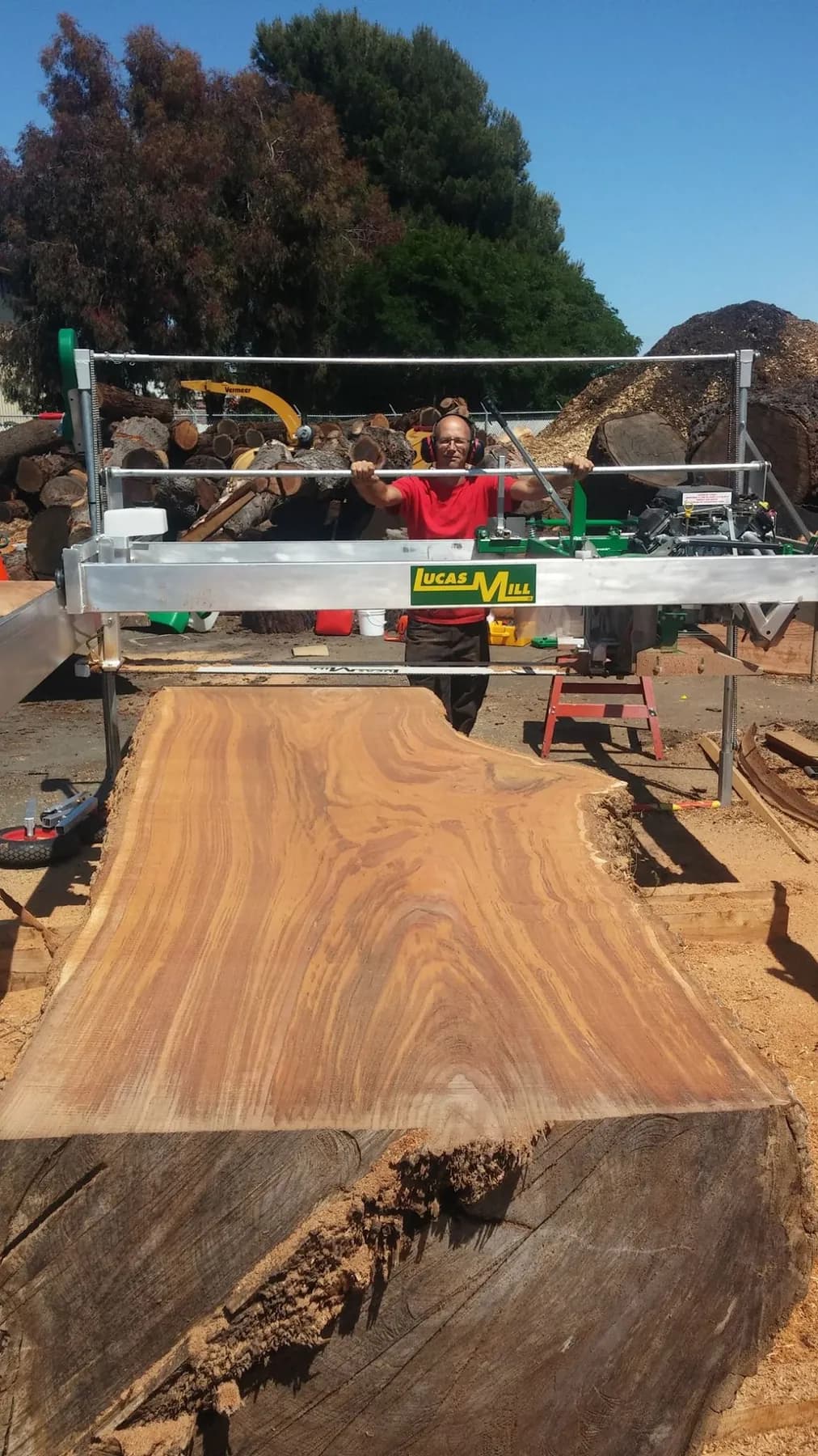 Large slab under a Lucas Mill in a yard
